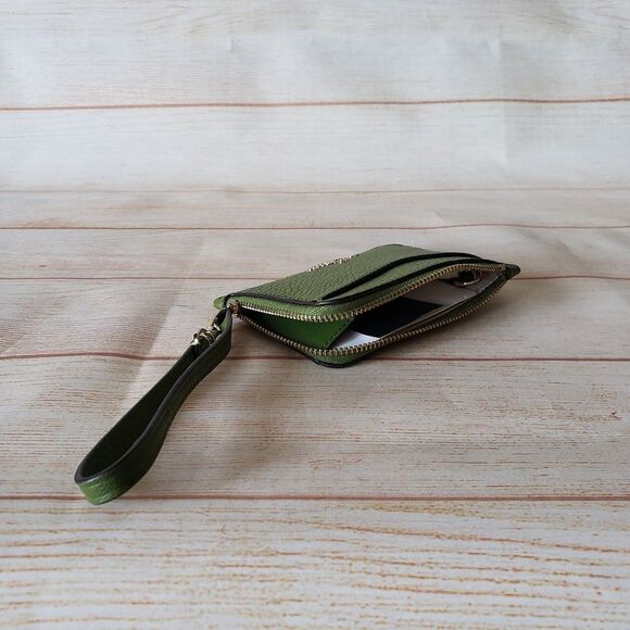 Kate Spade Leila Pebbled Leather Small Wristlet Card Holder Kelp Forest Green - Picture 4 of 9